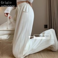 CONGRAZIO Banana Pants Women s 2023 New High Waist Drape Loose Straight Casual Sports Wide Leg