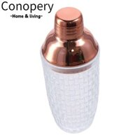 Conopery Bình lắc Cocktail, có nắp thép kim loại và bình lắc thủy tinh lọc, dễ dàng làm sạch đa năng 13,4 Ounce Đồ uống chống rò rỉ Shaker Sử dụng tại nhà hoặc quầy Bar