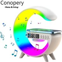 Conopery Đèn sạc không dây, Đèn ngủ trạm 4 trong 1, Đèn đầu giường đứng 15W Đồng hồ báo thức bảng sạc nhanh cho / / / Huawei