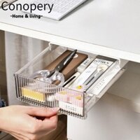 Conopery Dưới Ngăn Kéo Để Bàn, Ngăn Kéo Hộp Bảo Quản ABS Trượt Ra, Trong Suốt Có Thể Gắn Dưới Bàn Tổ Chức Phụ Kiện Gia Đình