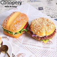 Conopery Mô Hình Đồ Chơi Bánh hamburger Nhân Tạo Trang Trí Nhà Bếp