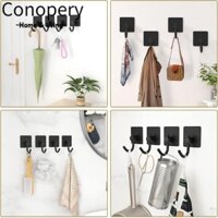 Conopery Móc tự dính 8 cái, móc treo tường bạc đen, nhà bếp treo tường bằng thép không gỉ chống gỉ