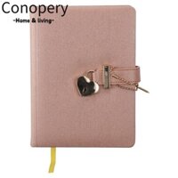 Conopery Nhật Ký, Khóa Hình Trái Tim Có Chìa Khóa Sổ Tay, 5.3 x 7 Inch B6 Văn Phòng Phẩm Da PU Bí Mật Sổ Tay Nhà