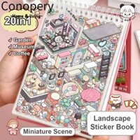 Conopery Phong Cảnh Miếng Dán Sách, Bộ Sưu Tập Cảnh Thu Nhỏ Hoạt Hình Túi Cabin Cảnh Dán, DIY PET Siêu Thị Phòng Ngủ 20in1 Lều Miếng Dán Trang Trí Cho Trẻ Em