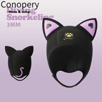 Conopery Tai Mèo Lặn Hood, 3MM Neoprene Wetsuit Hood Cap, Có Dây Đeo cằm Kem Chống Nắng Hoạt Hình Bơi Lặn Biển Mũ