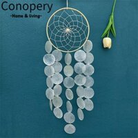 Conopery Vỏ cầu vồng Chuông gió, Trang trí nội thất Handmade Chuông gió vỏ sò, Chuông gió ngoài trời treo dễ thương bên ngoài