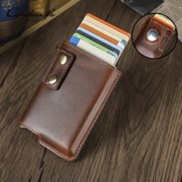 CONTACT'S Ví đựng thẻ da thật dành cho nam Hộp đựng thẻ tín dụng bằng nhôm RFID Hộp đựng thẻ nam Ví Mini Ví nam Ví