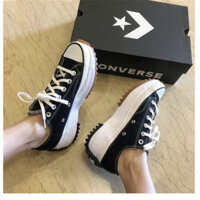 Convers run Star bánh xích đen trắng đế cao gót giày vải nam nữ