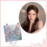 Coo Bướm Viền Kẹp Tóc Pha Lê Tóc Barrettes Kẹp Tóc Bên Đơn Giản Cho Nữ