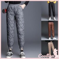 Coo Nữ Mùa Đông Quần Puffer Có Đệm Quần Đáy Đóng Quần Có Túi