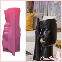 Coo Planter Vase Molds Screened Human Face Shape Xi măng Khuôn Chất liệu silicon để làm thủ công Hoa cây mọng nước