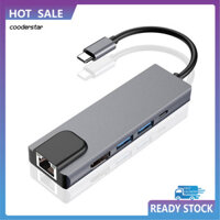 Cood Di Động 5 Trong 1 Gigabit Ethernet Lan RJ45 Type-C Hub Sang 4K USB 30 PD USB-C Docking Station