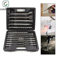 coolcells Bộ mũi khoan búa điện COOLCELLS, Mũi khoan tường đục lỗ SDS Plus, Tay cầm vuông hạng nặng đa năng Dụng cụ cầm tay búa quay hình chữ U