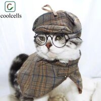Coolcells Bộ trang phục thám tử thú cưng, Thú cưng không tay ngộ nghĩnh Sherlock Holmes Áo choàng, Quần áo thú cưng quyến rũ Đẹp trai Chó mát mẻ Trang phục Halloween Động vật nhỏ