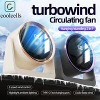 Coolcells Bộ tuần hoàn không khí để bàn, Quạt Turbo điện di động không dây, Máy làm mát không khí Im lặng Màn hình LED có thể điều chỉnh nhiều tốc độ Quạt treo tường để bàn