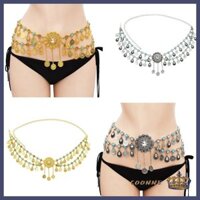 Coonn Đồng Xu Bụng Dây Xích Ấn Độ Thắt Lưng Cho Saree Vàng Cơ Thể Dây Xích Khiêu Vũ Đầm Thắt Lưng