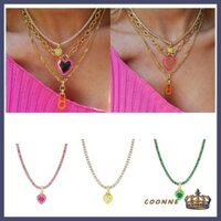 Coonn Nhiều Màu Sắc Zircon Vòng Cổ Pha Lê Thời Trang Choker Trái Tim Mặt Dây Chuyền Xương Đòn Dây Xích