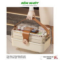 Cốp 3 tầng đựng đồ nail, phụ kiện mi, hộp y tế nhỏ gọn chuyên dụng và cao cấp