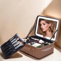 Cốp Da Đựng Trang Điểm Cá Nhân Kèm Gương Đèn LED Nhỏ Gọn - PD12