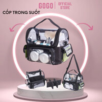 Cốp đựng đồ makeup trong suốt đựng cọ mỹ phẩm túi trong suốt có dây đeo