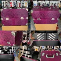 Cốp đựng đồ trang điểm chuyên nghiệp - phụ kiện cưới Giang - màu tím da trăn simili