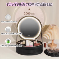 Cốp đựng Mỹ Phẩm, Túi Xách Tròn đựng Túi đựng Mỹ Phẩm Da PU, 23x10cm Cốp Túi Vali Với Phân Vùng