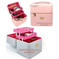 Cốp Hộp Trang Điểm Cá Nhân Du Lịch Xách Tay Bằng Da 2 Ngăn FLOWER - FL02