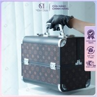 Cốp Inox Họa Tiết Nâu Sang Trọng Đựng Đồ Make Up, Nail, Nối Mi, Dụng Cụ Phun Xăm