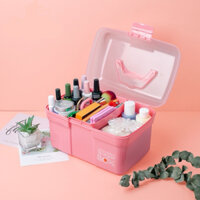 Cốp nhựa đựng đồ nail màu hồng tiện lợi