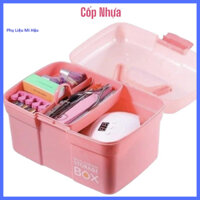 Cốp Nhựa Đựng Đồ Nail Mi Trang Điểm_Hộp Đựng Đồ Nghề Make Up_Cốp Nhựa Màu Hồng Siêu Xinh Có Thể Đựng Nhiều Đồ Tiện Lợi