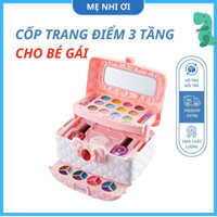 Cốp trang điểm make up thật ( valy trang điểm) 3 tầng cực xịn cho bé có nhiều món, dễ dàng lau sạch & an toàn với da bé