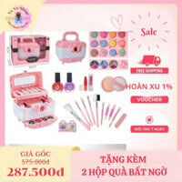 Cốp trang điểm, make up thật (valy trang điểm) 3 tầng cực xịn cho bé có nhiều món, dễ dàng lau sạch & an toàn với da bé