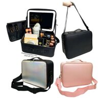 Cốp Túi Da Đựng Mỹ Phẩm Trang Điểm Cá Nhân Kèm Gương LED Cảm Ứng - B112