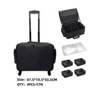 Cốp Vải Kéo Đựng Đồ Trang Điểm Chuyên Nghiệp - Cốp Vải Kéo Kèm 4 Túi Trong Suốt