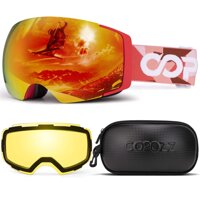 COPOZZ Polarized Ski Goggles, S1 Magnetic Snowboard OTG UV400 Skiing Goggles-Helmet Compatible Non-Slip Strap UV400 Protection Snow Goggles Set for...