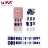 [COSFARTET -20% ĐH60K] Bộ 30 Móng Tay Gel Dán Press & Go Kiss New York Nail Box - Navy Snowball (KPNS24K)