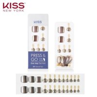 [COSFARTET -20% ĐH60K]Bộ 24 Móng Chân Gel Dán Press & Go Kiss New York Nail Box - Chrome Gold (KPT02K)