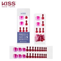 [COSFARTET -20% ĐH60K]Bộ 24 Móng Chân Gel Dán Press & Go Kiss New York Nail Box - Hot Pink Diamond (KPT11K)