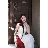 Coshe áo dài nữ cách điệu, Lam Khuê Áo dài thiết kế chất gấm cao cấp vibe tiểu thư sang trọng dễ thương đi chơi tết