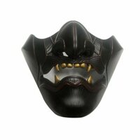 Cosplay Ghost of Tsushima Sakai Half Face Samurai Mask Black Halloween Props