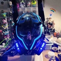 Cosplay Nical N Mặt Nạ Samurai Tam Giác Dự Án Cyberpunk Mặt Nạ Vòng LED Ánh Sáng Halloween Dj Bar Bên Quà Tặng
