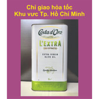 COSTA D’ORO – Can thiếc EXV 3 Lít –  DẦU Ô LIU NGUYÊN CHẤT ÉP LẠNH / Ý / Extra Virgin Olive Oil