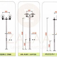 Cột đèn led trang trí sân vườn Arlequin chùm cầu đục D400 , chiều cao 3.5-4m, mã số ZCV-3313 Zalaa