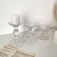 Cột La Mã Chân Nến Trong Suốt Retro Bàn Ăn Đồ Trang Trí Lãng Mạn Đèn Nến Trang Trí Bữa Tối Cảm Giác Cao Cấp