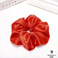 Cột Tóc Scrunchies Vải Lụa Satin Màu Đỏ - Mã DT081