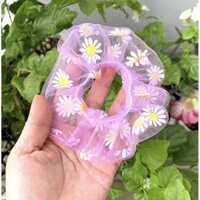 Cột tóc scrunchies voan lưới hoa cúc - Lưới Tím