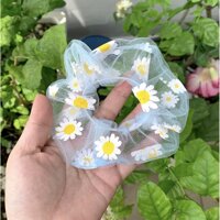 Cột tóc scrunchies voan lưới hoa cúc - Lưới Xanh trời