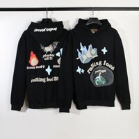 Cotton Châu Âu Và Châu Mỹ Phố Cao Cấp Retro Đường Phố Cán To Đầu Lâu Bọt In Hình Màu Tối Phong Cách Có Mũ Trùm Đầu Áo