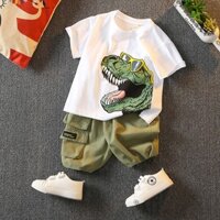 [Cotton Life] Quần áo bé trai 1-5 tuổi cotton nguyên chất khủng long ngắn tay phong cách hàn quốc