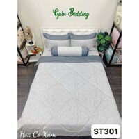 Cotton Lụa Satin Hàn Quốc - Hoa Cỏ Xám - Kháng Khuẩn - Không xù lông - mềm mịn mát